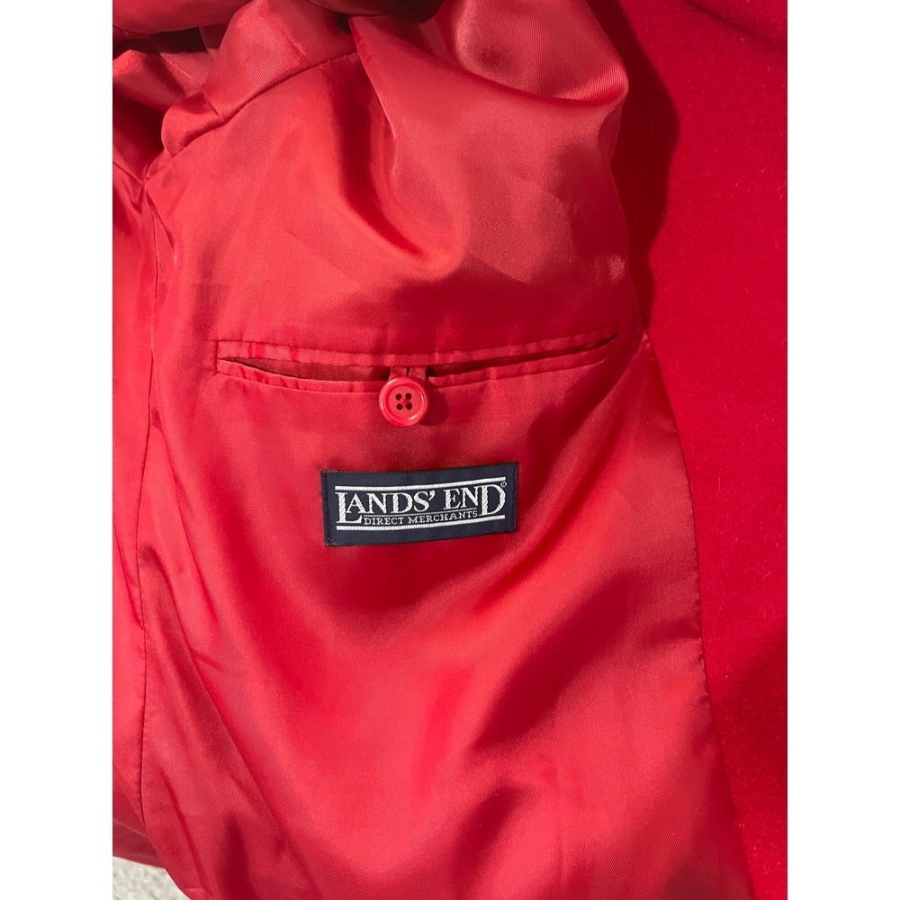 Lands End Womens Red 100% Wool Pea Coat Sz 10 Regular Button Front Long Length - Picture 6 of 6